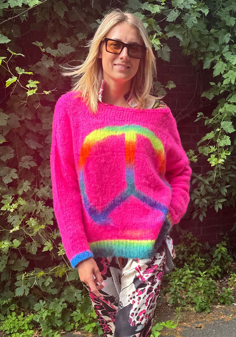 Miss Goodlife Rainbow Peace Knit Pink
