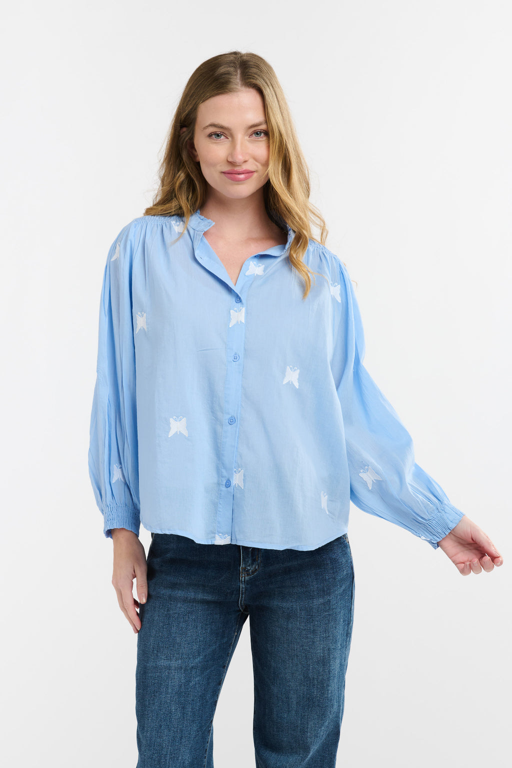 Italian Star Clara Shirt Blue Butterfly