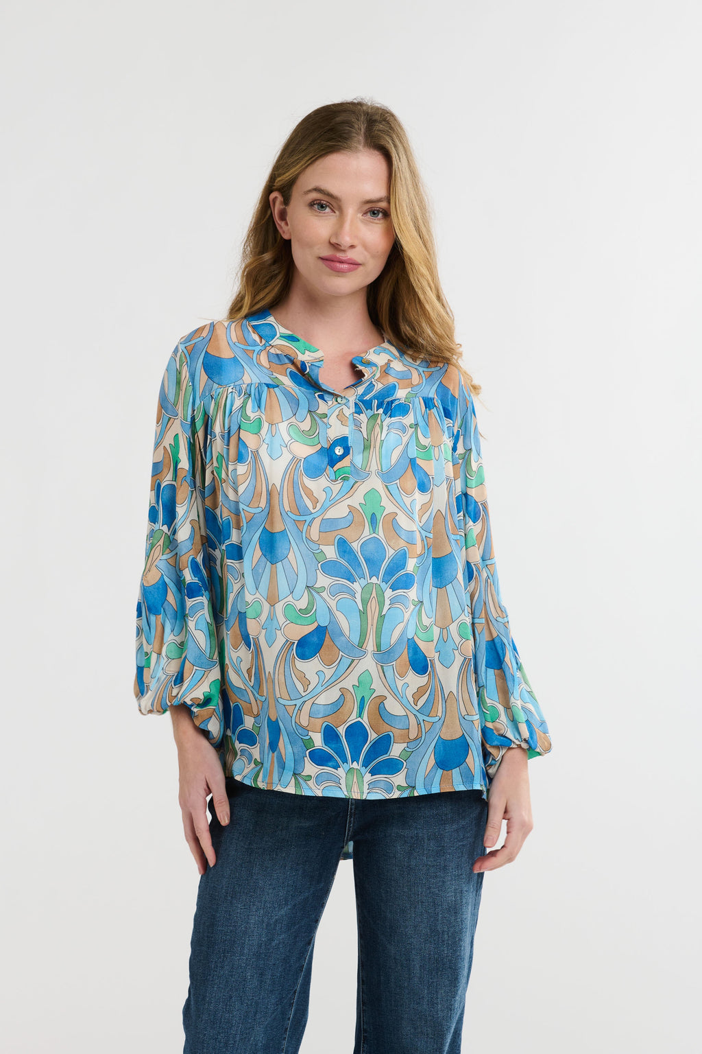 Italian Star Billow Blouse Blue