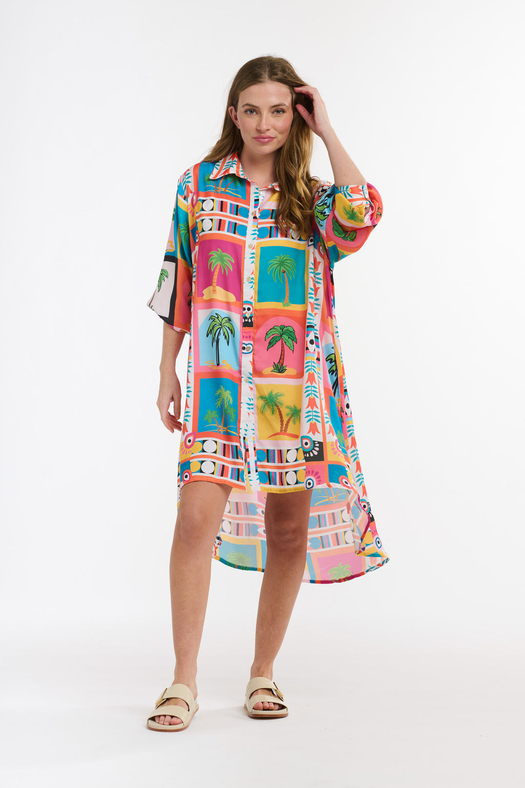 Italian Star Samantha Dress Palm Tree Multi