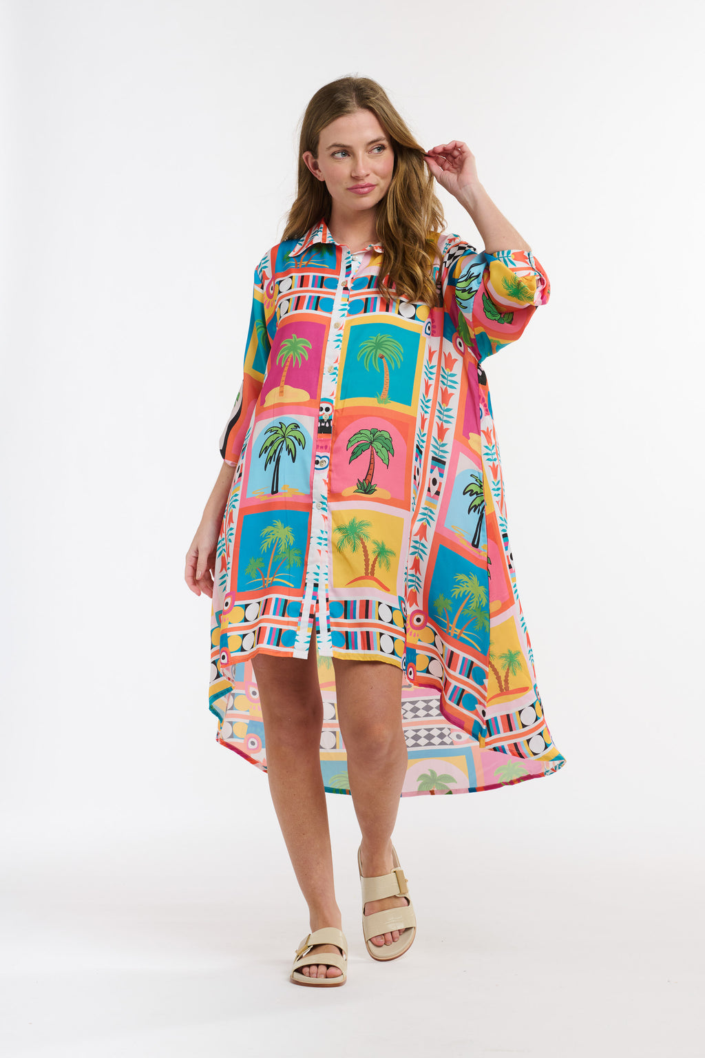 Italian Star Samantha Dress Palm Tree Multi