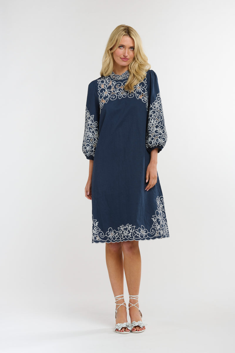 365 Days Gretel Embroidered Dress Dark Sapphire