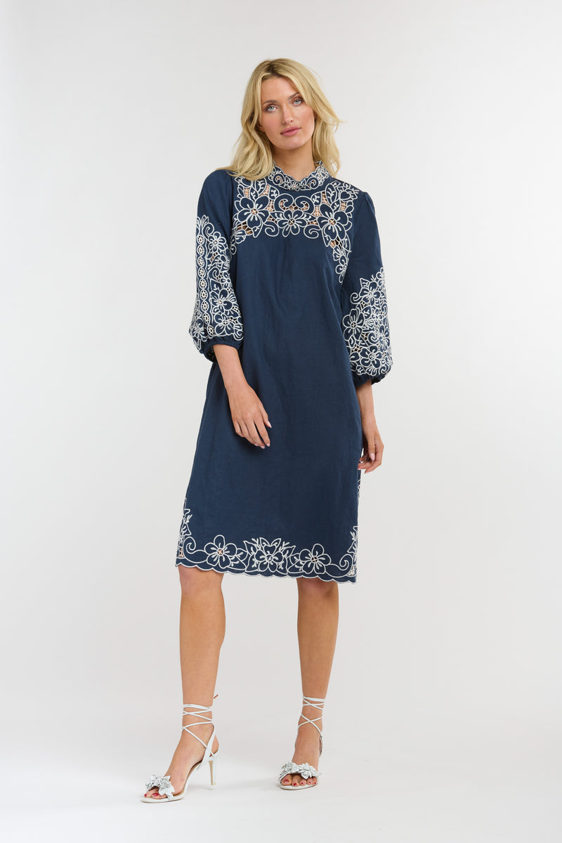 365 Days Gretel Embroidered Dress Dark Sapphire