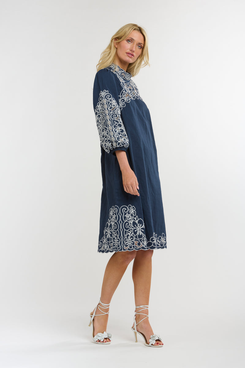 365 Days Gretel Embroidered Dress Dark Sapphire