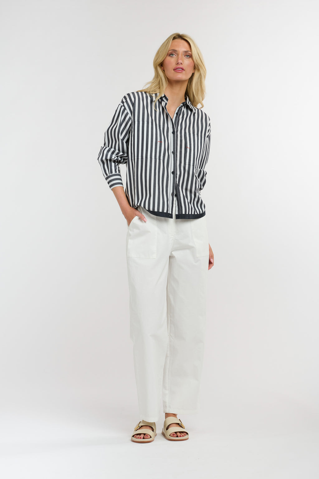 365 Days Sydney Stripe Shirt White Navy