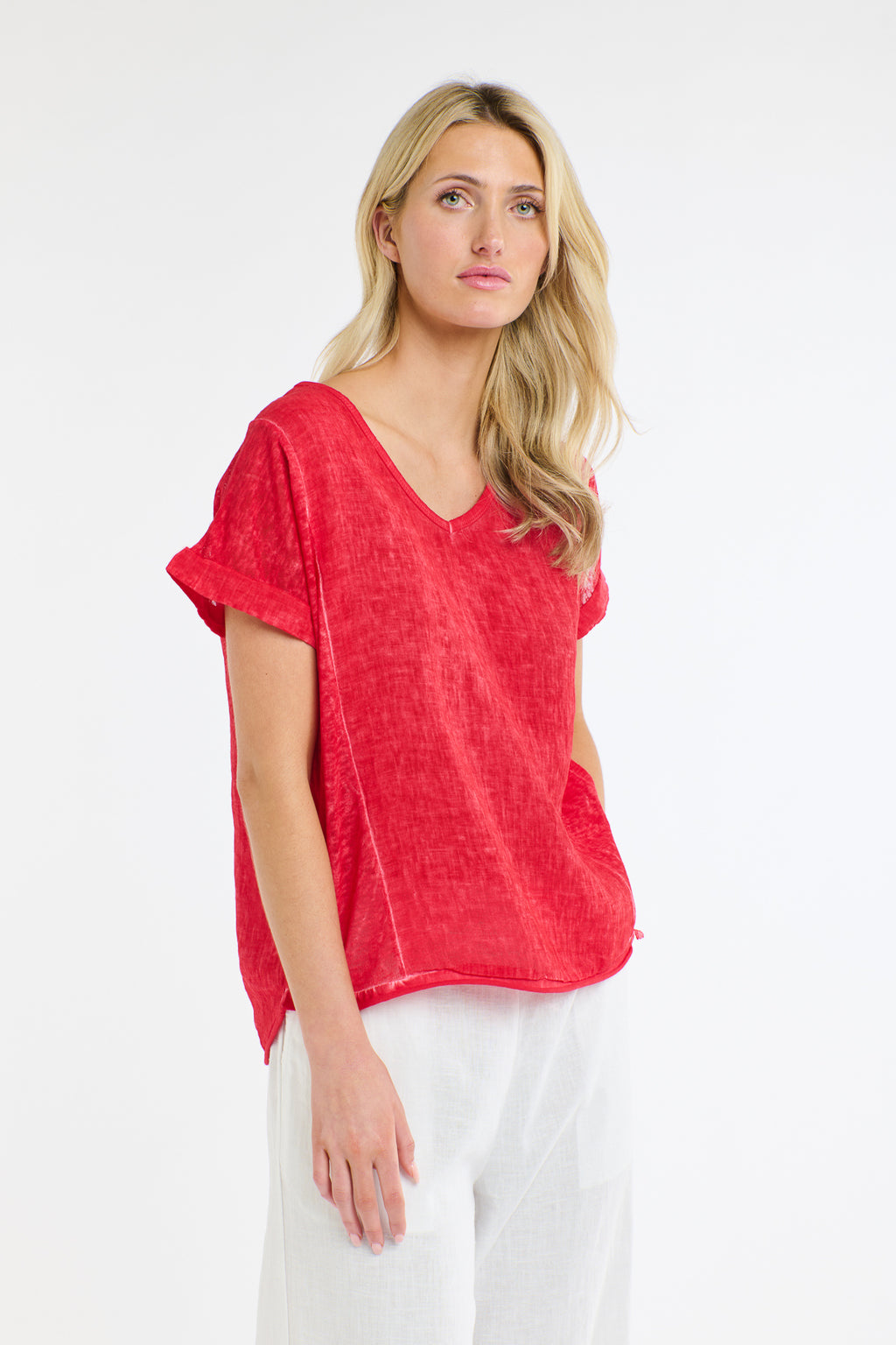 Love Italy Calypso Linen Top Red