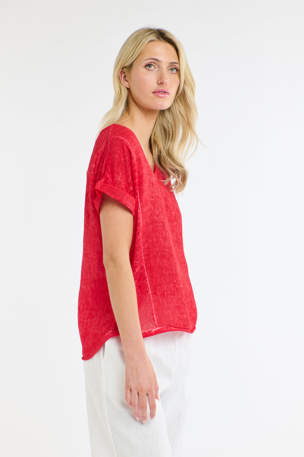 Love Italy Calypso Linen Top Red