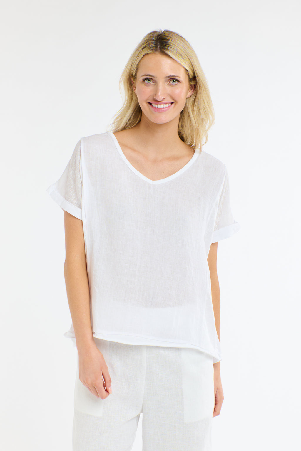 Love Italy Calypso Linen Top White