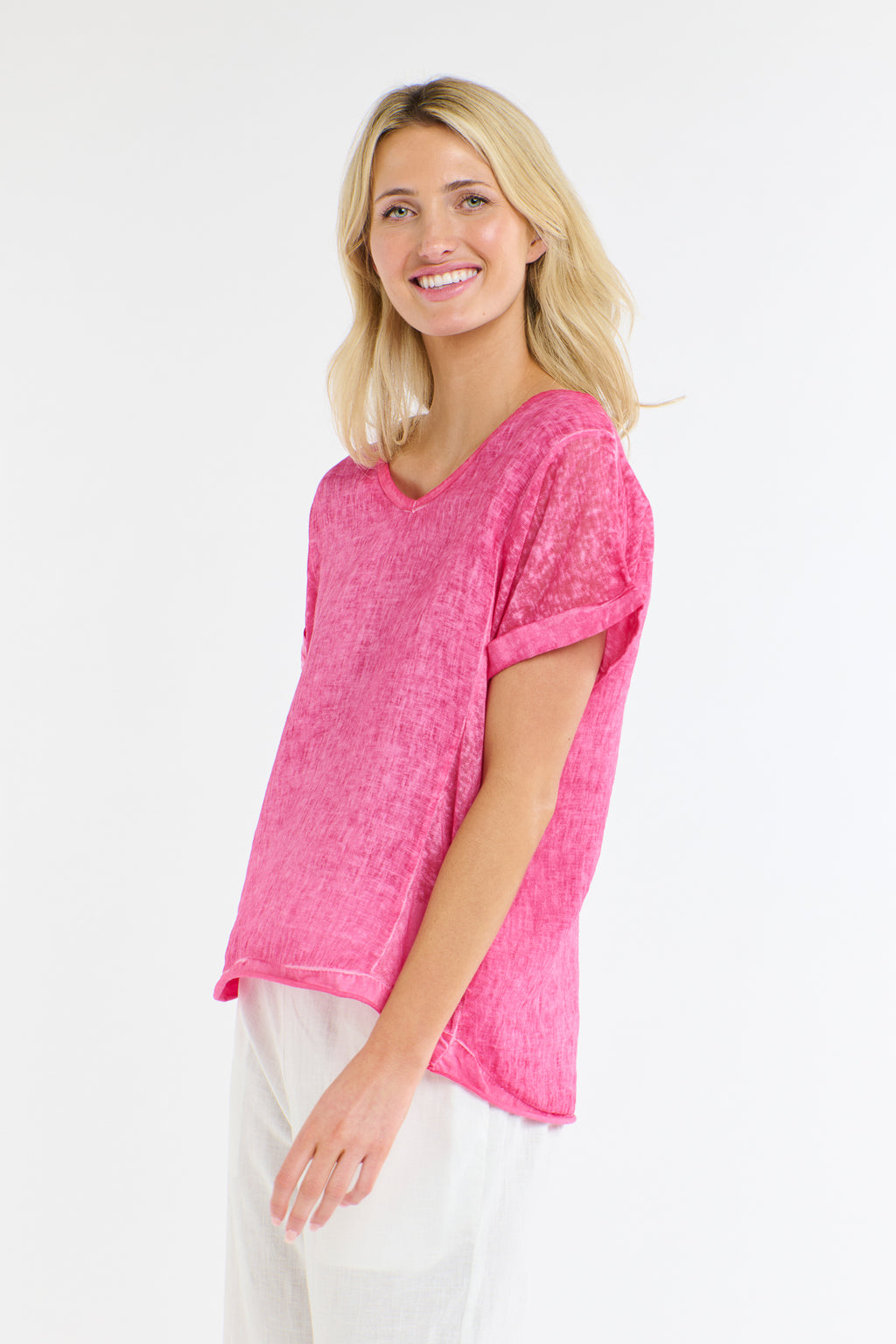 Love Italy Calypso Linen Top Pink