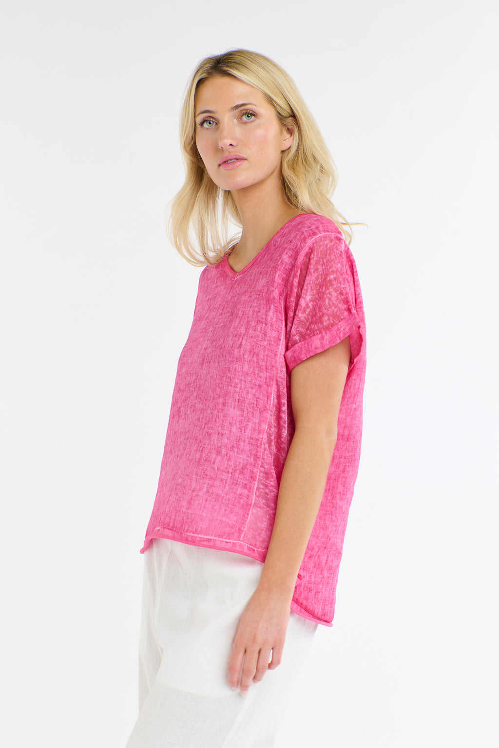 Love Italy Calypso Linen Top Pink