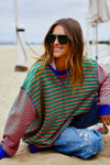 Hammill and Co Stripe Sweat Green Pink