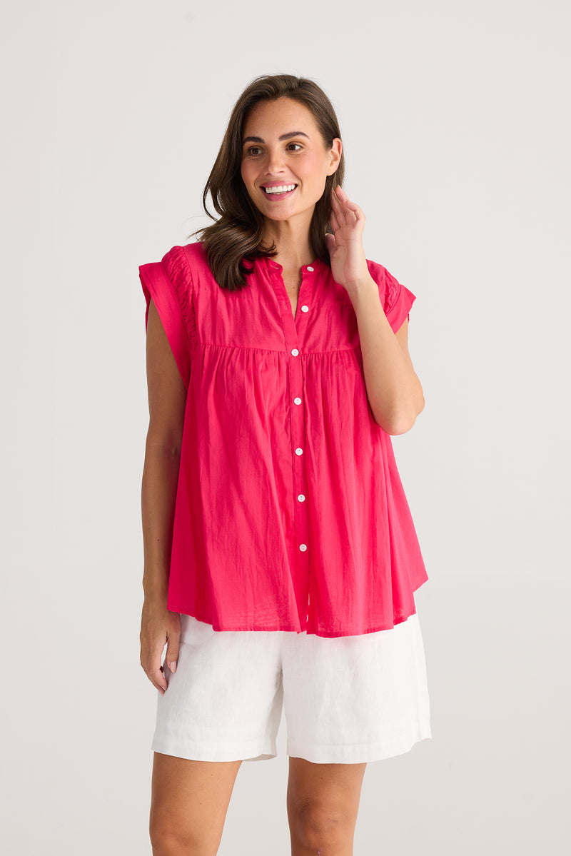 Holiday Clementine Cotton Top Raspberry