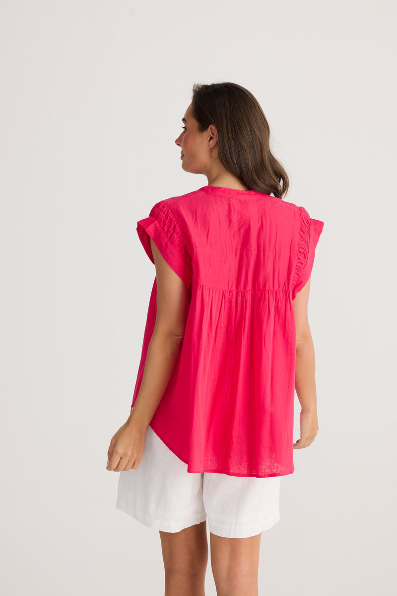 Holiday Clementine Cotton Top Raspberry