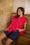 Holiday Clementine Cotton Top Raspberry