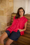 Holiday Clementine Cotton Top Raspberry