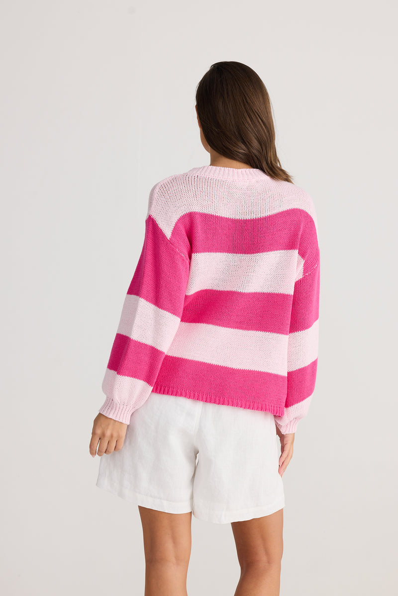 Holiday Driftwood Knit Pink Stripe