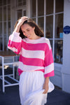 Holiday Driftwood Knit Pink Stripe