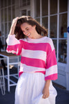 Holiday Driftwood Knit Pink Stripe