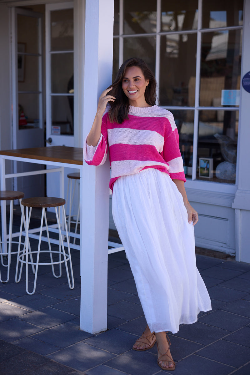 Holiday Driftwood Knit Pink Stripe