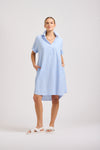 Shirty Katie Popover Dress Mid Blue Stripe