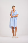 Shirty Katie Popover Dress Mid Blue Stripe