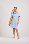 Shirty Katie Popover Dress Mid Blue Stripe