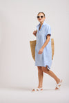 Shirty Katie Popover Dress Mid Blue Stripe