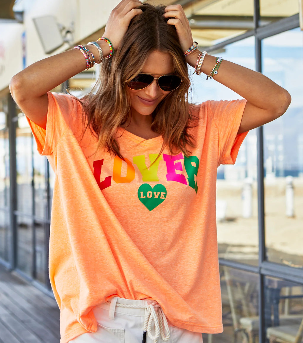 Hammill and Co V Neck Lover Tee Orange