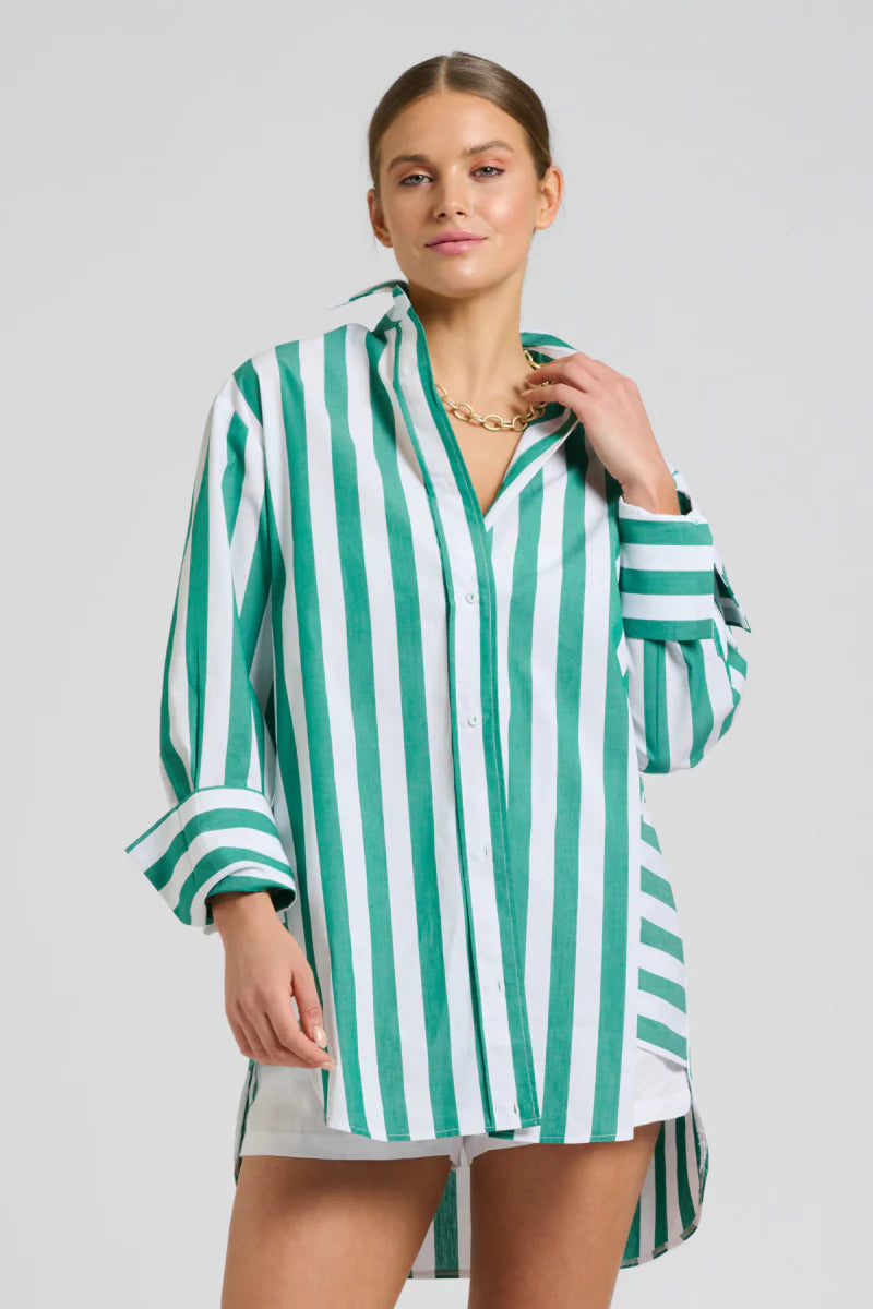 Shirty Andrea Oversize Shirt Wide Stripe Green