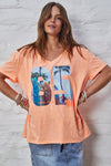 Hammill and Co Retro V Neck Tee Orange