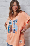 Hammill and Co Retro V Neck Tee Orange