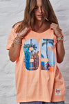 Hammill and Co Retro V Neck Tee Orange