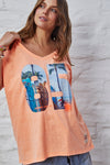 Hammill and Co Retro V Neck Tee Orange